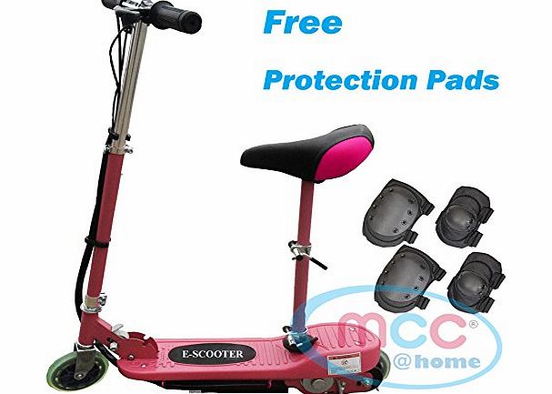 MCC Electric E Scooter Ride on Rechargeable Battery 120W 24V Removable Seat (Pink, Red, Black, Blue) (Pink)