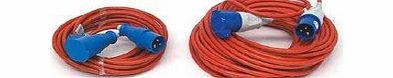 MCD Electrical 25m Orange Caravan / Camping Hook up Extension Lead Cable with 16 amp Blue Plug and Socket
