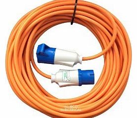 10 metre Orange Caravan Hook Up / Extension Cable with 16 Amp Plug & Socket - Professionally assembled by MCD Electrical