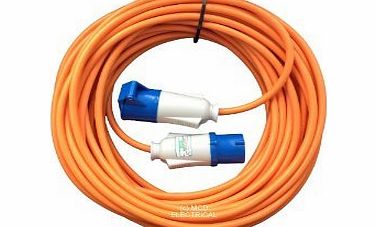 MCD Electrical Workshop 15 metre Orange Caravan Hook Up / Extension Cable with 16 Amp Plug amp; Socket - Professionally assembled by MCD Electrical