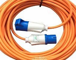 MCD Electrical Workshop 30 metre Orange Caravan Hook Up / Extension Cable with 16 Amp Plug amp; Socket - Professionally assembled by MCD Electrical