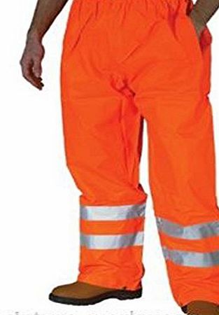 Mcintyre Brand Mcintyre Polyester Hi-Visibility Reflective Waterproof Safety Work Trouser, Orange, XX-Large