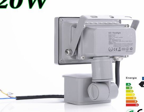 20W Cool White LED Low Energy Flood Light With PIR Sensor ,LED Outdoor Home Floodlamp.Security Waterproof IP65. (Cool White, 1)