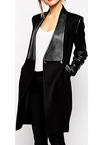 Mcitymall77 New Fashion Womens Lady Winter Warm Leather Fur Collar Wool Coat Lapel Jacket Coat