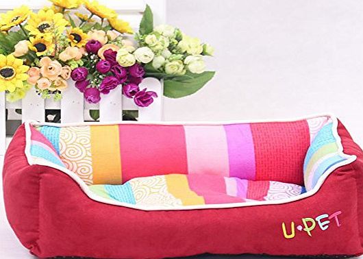 Mcitymall77 New Lovely Pet Dog Puppy Cat Cozy Soft Warm Sofa Nest Bed Mat Cushion Colorful Stripe