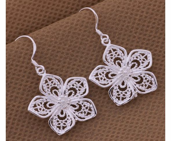 Mcitymall77 Silver Ladies Wire Earrings.With Fllower Pendant.Earring droops for Women.