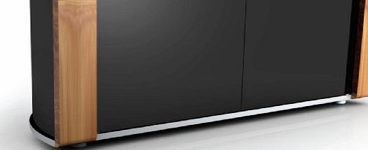 Sirius 850 Remote Friendly Beam Thru Glass Door Walnut / Oak Changable Panels High Gloss Piano Black with Brushed Aluminium Trim 26``-40`` LCD/Plasma/LED Cabinet TV Stand
