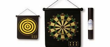 MDG Dart Board Game Roll-Up Magnetic 2 Sided Dartboard Bullseye Target Plus 6 Child Safe Darts