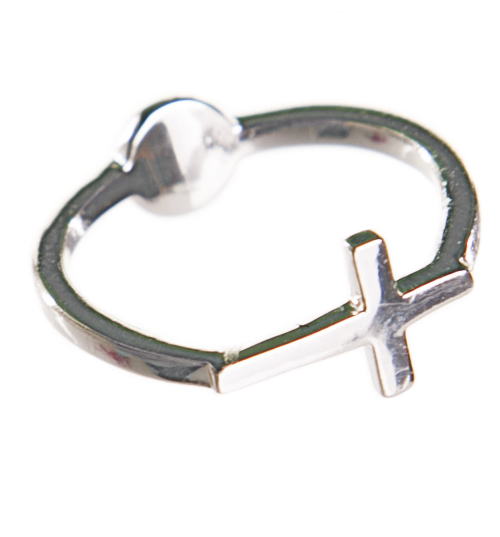 Silver Jesus Loves You 90s Cross Ring from