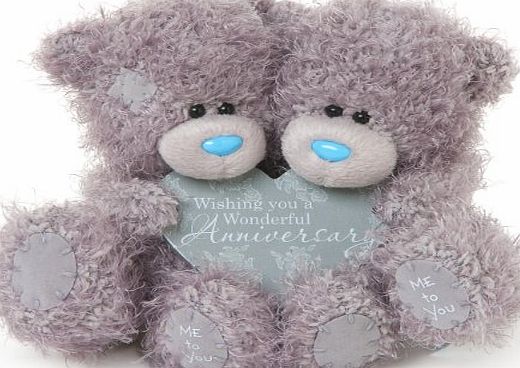 Me To You  5-inch Tatty Teddy Bears Holding a Wishing You A Wonderful Anniversary Heart Shaped Plaque (Grey)