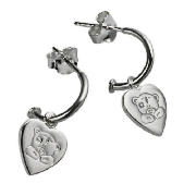 Me To You silver heart half hoop earrings