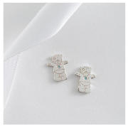 Me To You Sterling Silver Blue Stone Bear Earrings