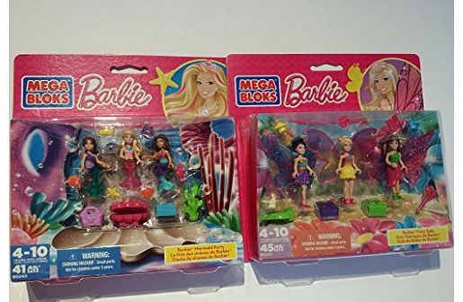 Mega Bloks Barbie Building Sets of 2 (Barbie Fairy Gale Barbie Mermaid Party) NEW
