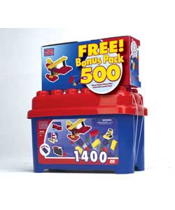 Mega Bloks Mic Tub 1400 Pieces and 500 Pieces Free