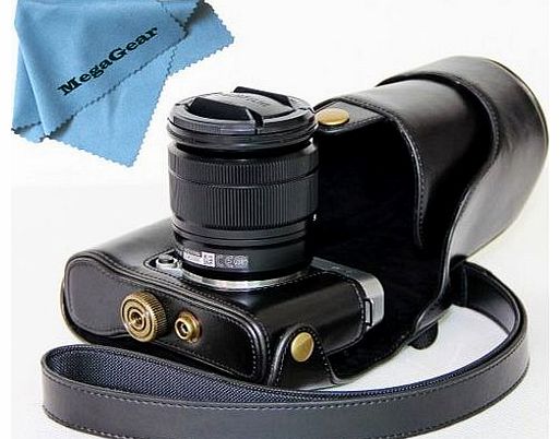 MegaGear ``Ever Ready`` Protective Black Leather Camera Case, Bag for Fujifilm X-M1 (XM1, X-a1) Compact System with 16-50mm Lens