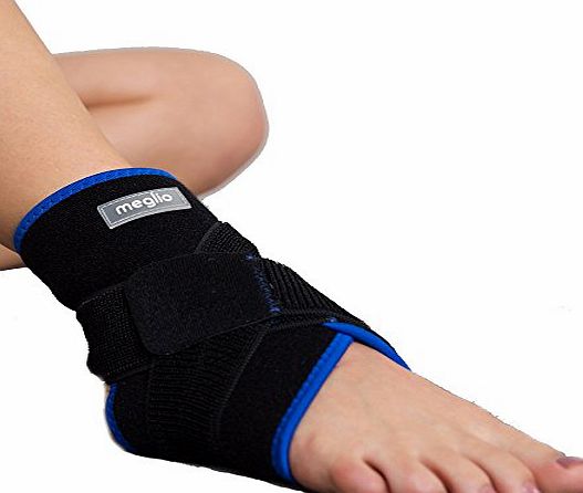 Meglio Neoprene Ankle Support - With Breathable Design - Supports during Sport amp; Running - Acts as a Brace Ligament Damage amp; Achilles Weakness - One Size Fits All