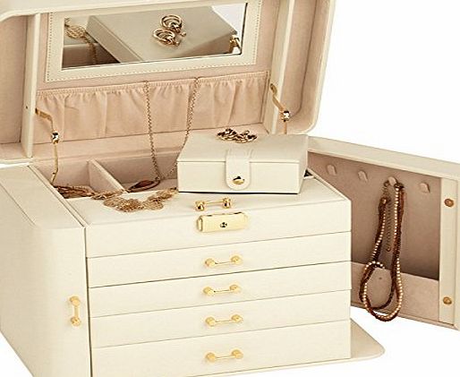 Extra Large Empress Jewellery Box / Jewel Case in Ivory / White Bonded Leather by Mele amp; Co
