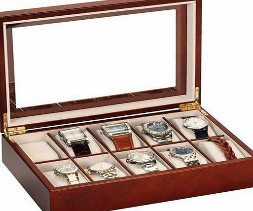 amp; Co Luxury Walnut Wood 10 Watch Display Case Storage Box Wooden Watchbox