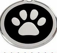 Melian DOG/PET TAG DESIGN 32mm Stainless Steel Paw BLACK Engraved from Melian - MESSAGE US WITH WORDING REQUIRED * FREE POST *