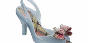 Melissa   Vivienne Westwood Sky blue tartan heart peep-toe heels