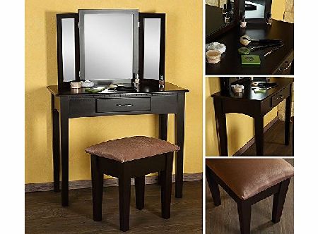 Melko Make-up table   stool   mirror dressing table dressing console brown