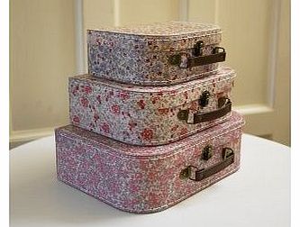 Set of 3 vintage floral suitcases