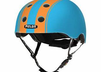 Melon-helmets Melon Helmets Double Orange/blue Stripe Helmet