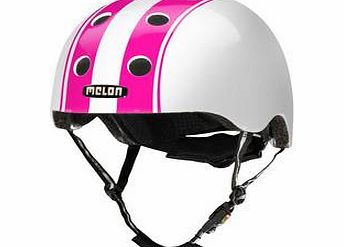 Melon-helmets Melon Helmets Double Pink/white Stripe Helmet