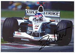 Jacques Villeneuve Signed BAR Photo Measures 31cm x 25cm (12 1/2 `` x 10``)