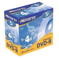 Memorex Pocket 8cm DVD-R 1.4GB 4x 5 Pack Mini