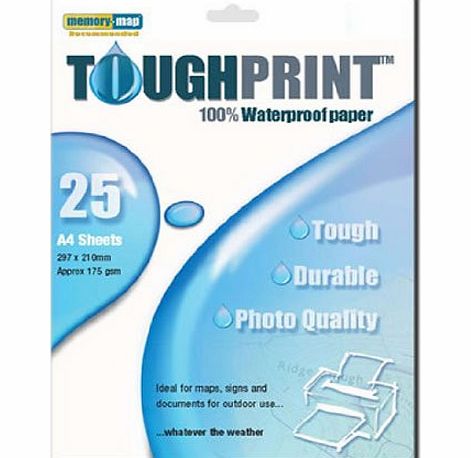 Memory-Map Toughprint Waterproof Paper - Laser - 25 A4 Sheets