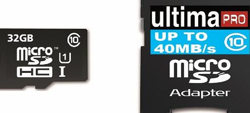  32GB Class 10 40MB/s Ultima Pro Micro SDHC Memory Card with SD Adapter for Polaroid Digital Camcorders