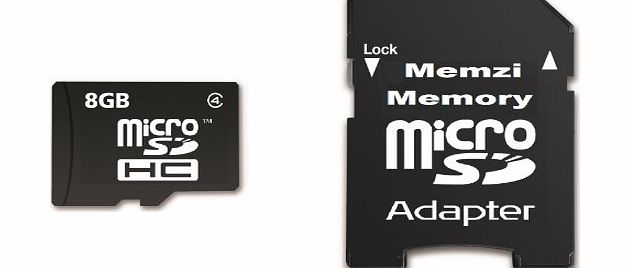 MEMZI  8GB Class 4 Micro SDHC Memory Card with SD Adapter for Toshiba Candy Bar Camileo Series Digital Camcorders