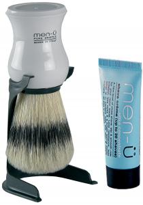 MEN-U BARBIERE SHAVING BRUSH and STAND - WHITE