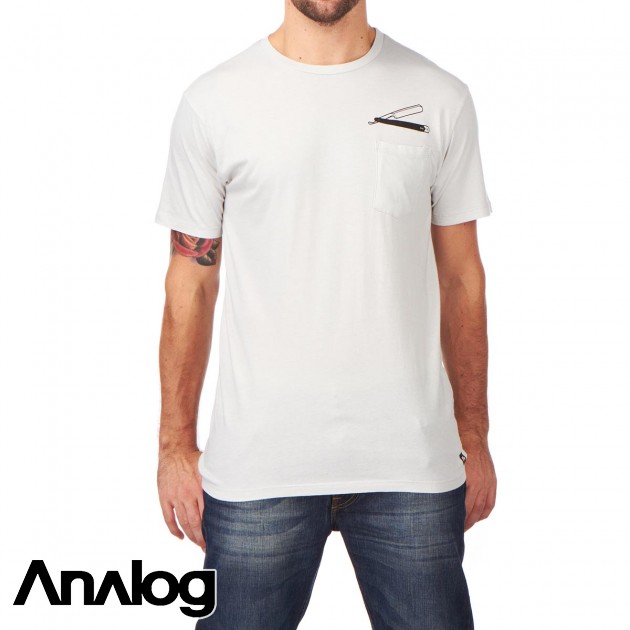 Mens Analog Vintage Team Pocket T-Shirt - Silver