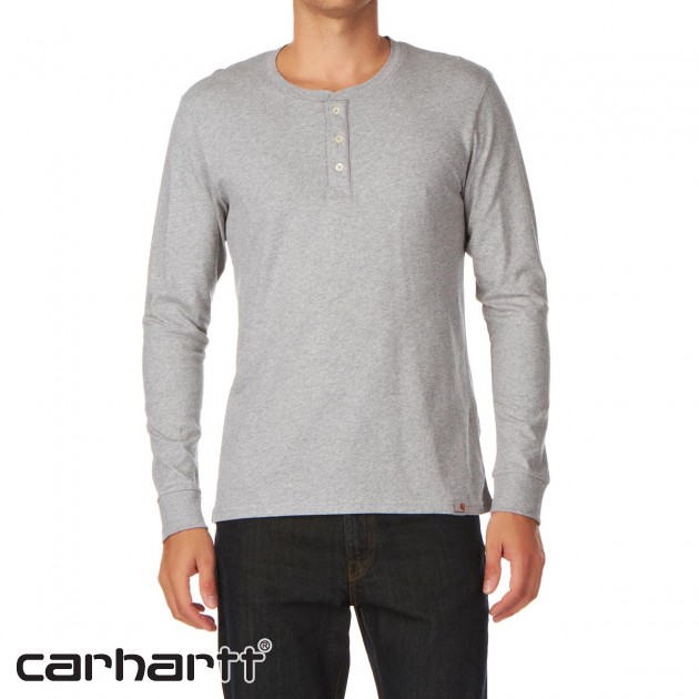Mens Carhartt Henley Long Sleeve T-Shirt - Grey