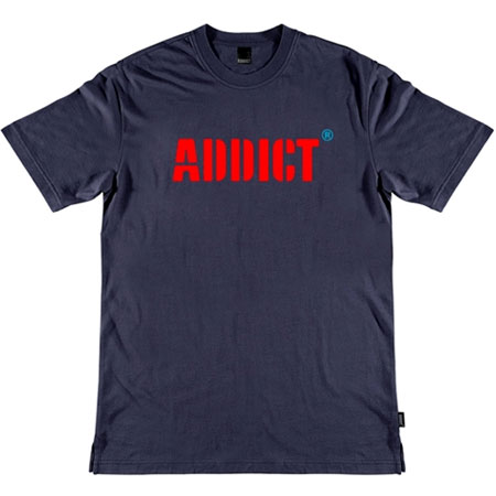 Mens Clothing Addict Stock Stencil Navy Blue T-Shirt