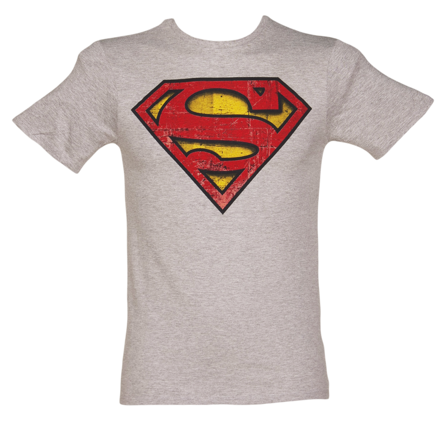 Grey Marl Distressed Superman Logo T-Shirt