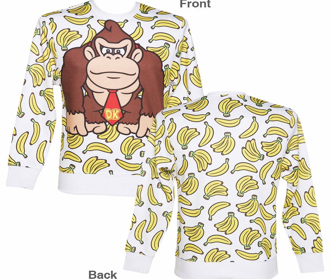 White Nintendo Donkey Kong Bananas Sweater