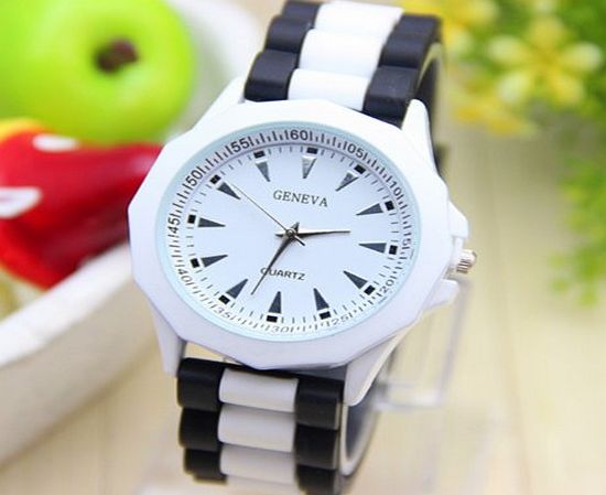 Menu Life 2 colour Ladies Watch Classic Gel Crystal Jelly Silicone Geneva watch (White)