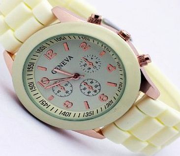 Menu Life Ladies sports brand silicone watch jelly watch quartz watch for women men (Yellow)