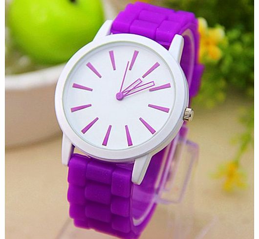 Ladies Watch Classic Gel Crystal Silicone Jelly watch (Purple)