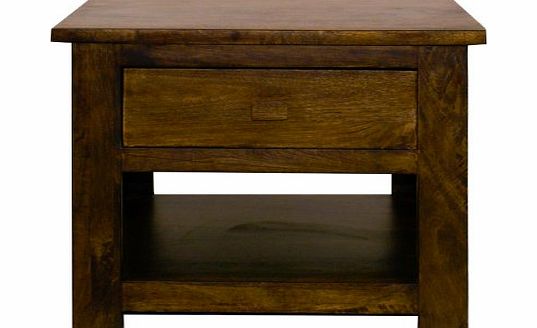 Michigan 1-Drawer Lamp Table with Shelf, Brown