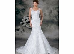 MERMAID V-neck Beading Sweep Train Lace Satin