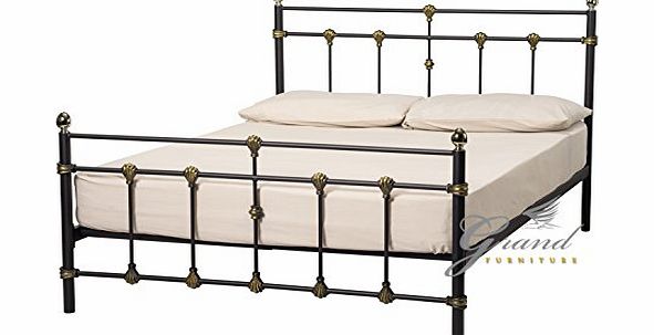 Houston Black Metal Bed Frame 4FT6 Double 5FT King Size Victorian Style Bedstead (4FT6 Double)