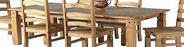 Mexican Corona 6ft Pine 70 Dining Table Set / 6 Chairs antique waxed by Mexican Corona