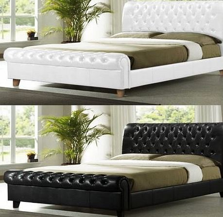 Brand New Chesterfield Diamante Black Double Sleigh Bed Frame