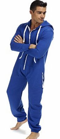 Mens Womens Printed Onesies All-in-One (S, Royal Blue Plain)