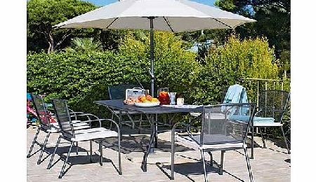 6 Seater Patio Set with Parasol and Cushions