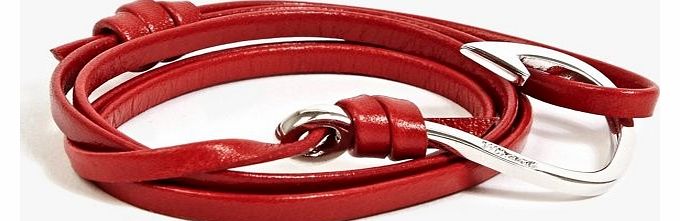 Miansai Red Large Sterling Silver Hook Bracelet
